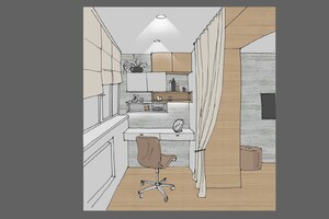 Заказать  on-line личный Блиц-дизайн интерьеров квартиры или дома в г. Львов  . Спальня 16,7м2. Вид 3